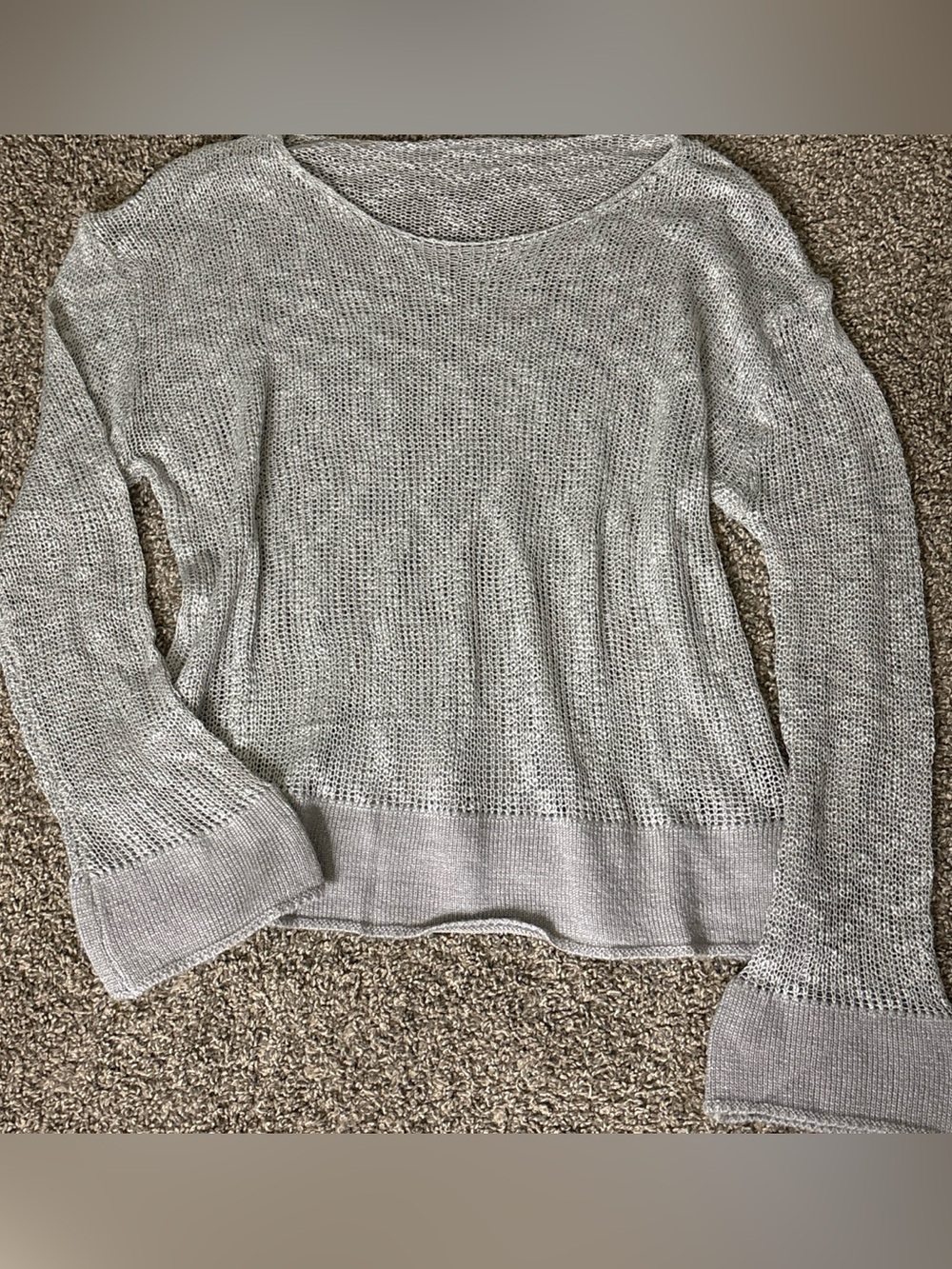 Light Gray Open Knit Women's Sweater